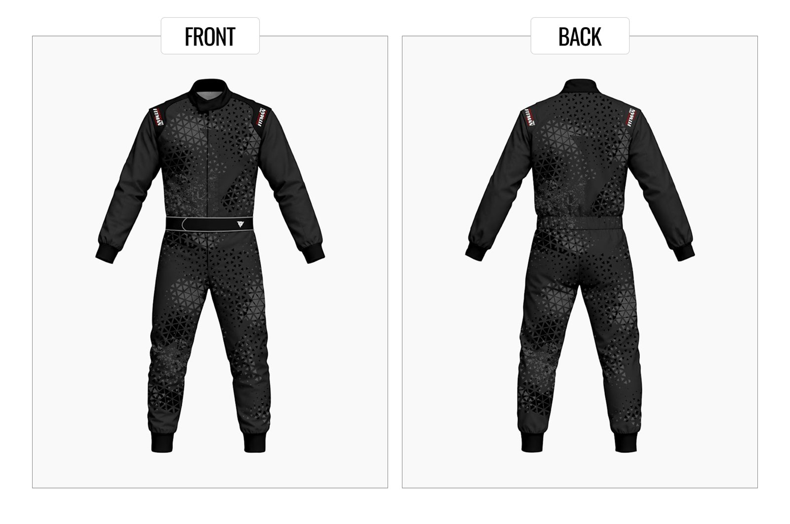 FT-04 kart suit template — front and back