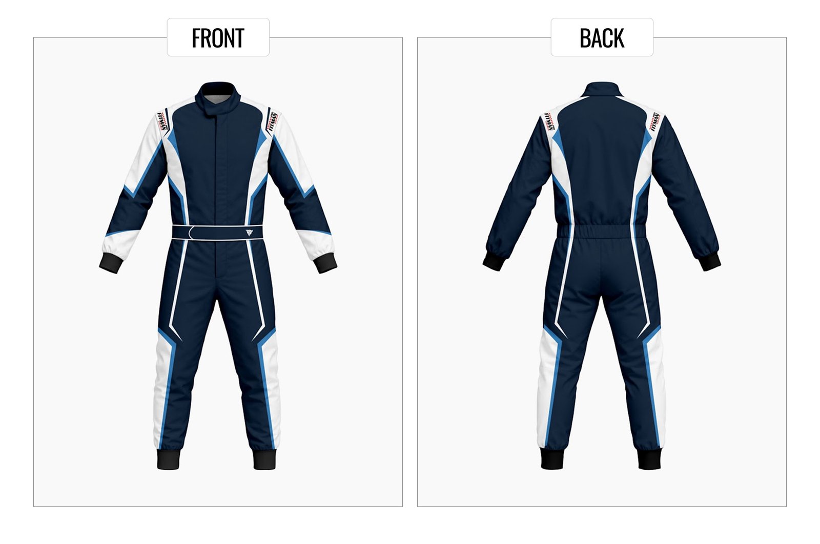 FT-05 kart suit template — front and back