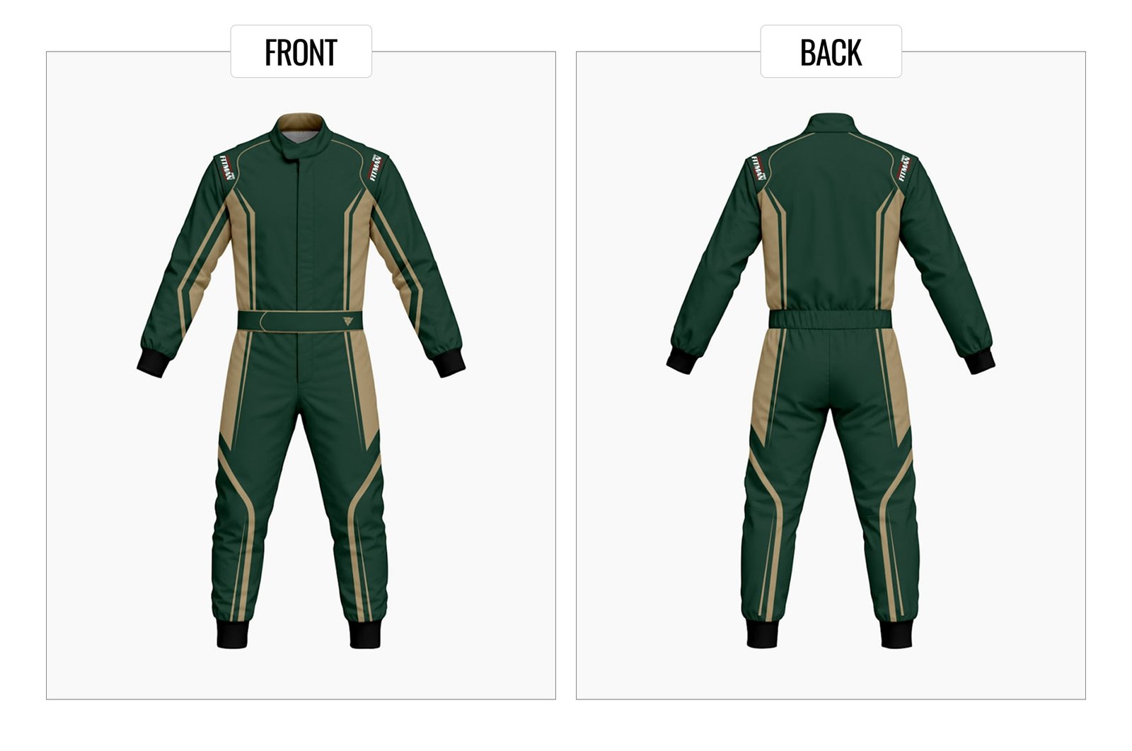 FT-06 kart suit template — front and back