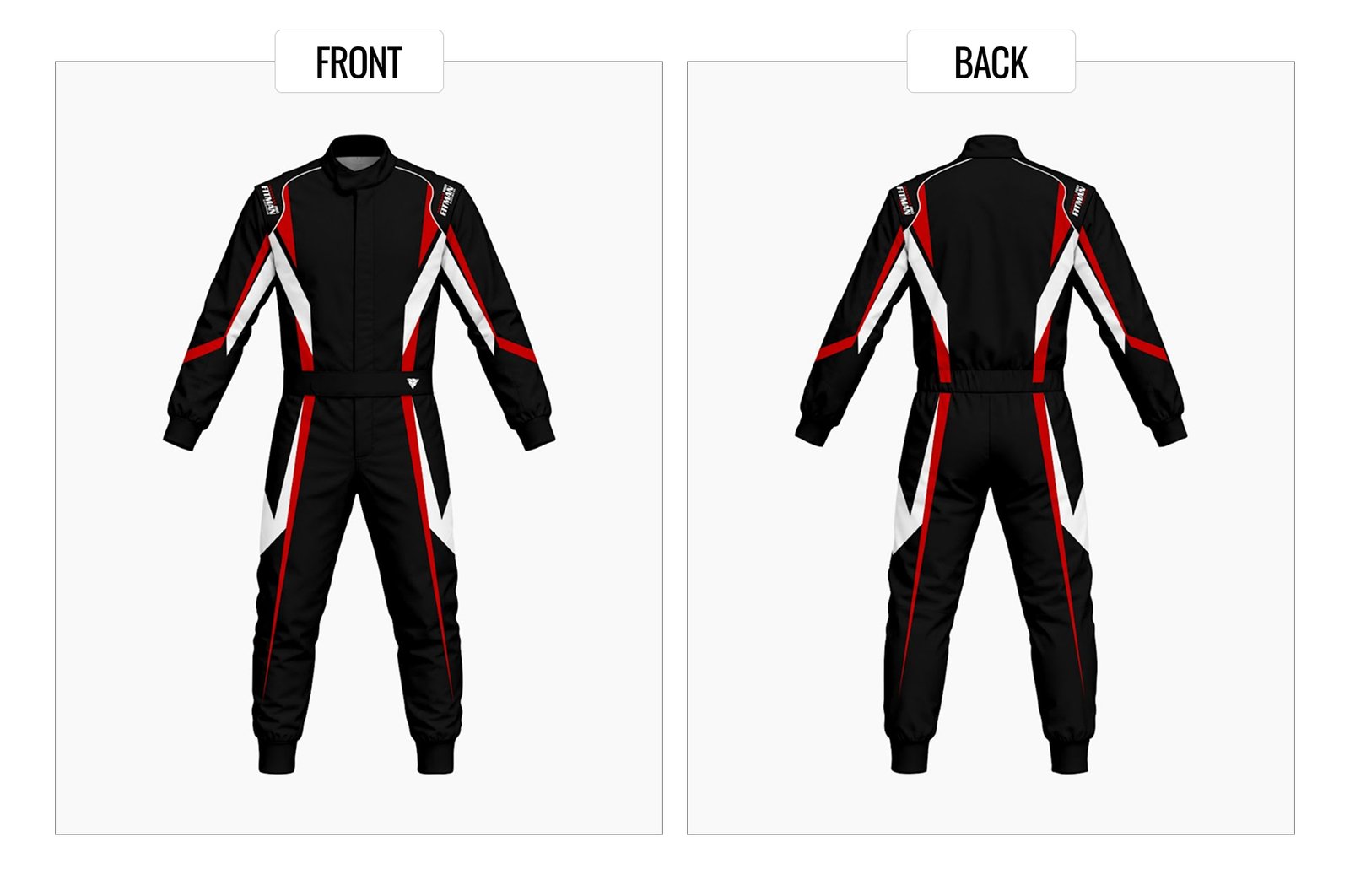 FT-07 kart suit template — front and back